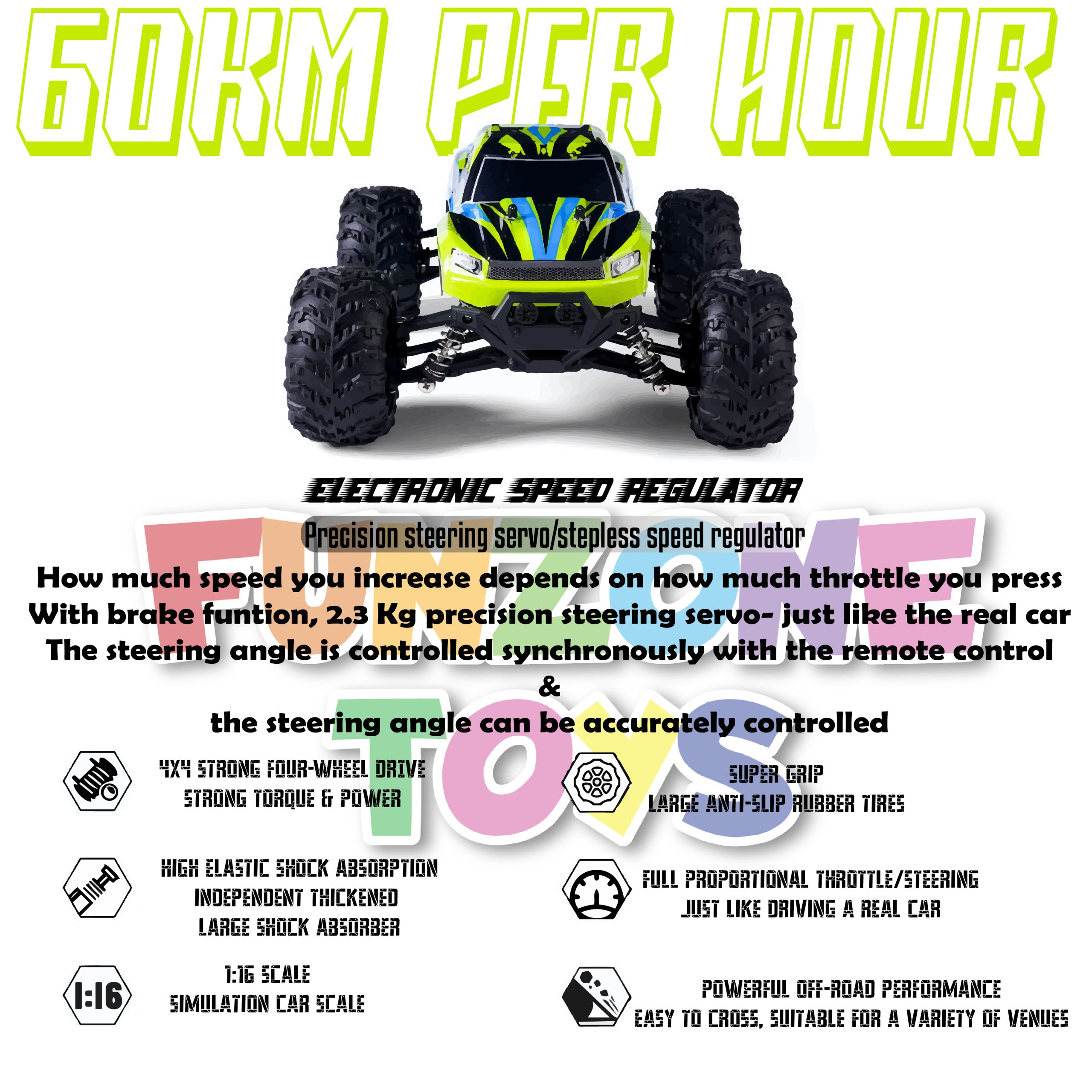 HY-166 Hobby-Grade 4WD RC Monster Truck – 60km/h | Full Proportional Control | Off-Road Beast - Image 4