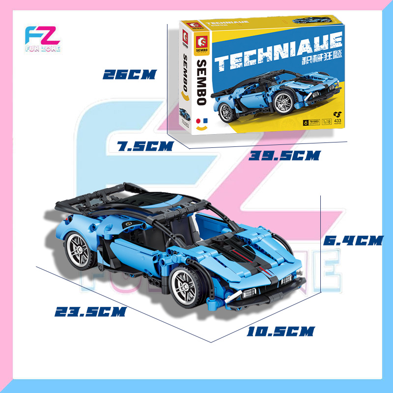 Sembo Sports Car Building Block Set – 433 PCS | 1:18 Scale DIY Racing Car Model with Movable Doors & Tires - Image 2
