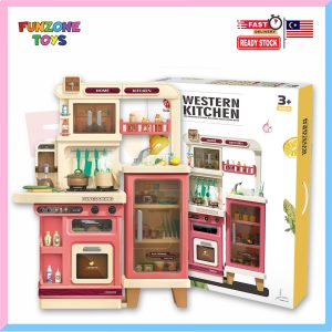 Western Kitchen Playset for Kids – 91PCS Deluxe Cooking Set with Lights, Sounds & Real Water Function