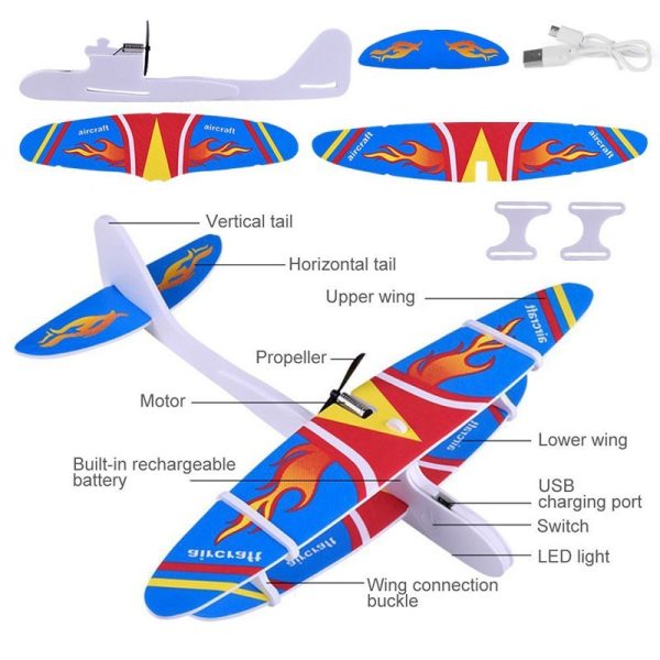 Airplane Rechargeale Hand Throwing Electric Glider DIY Plane Model High Quality - Image 2