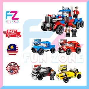 Racing Building Blocks Model – Racing Truck & 4 Sports Cars Set 🏁